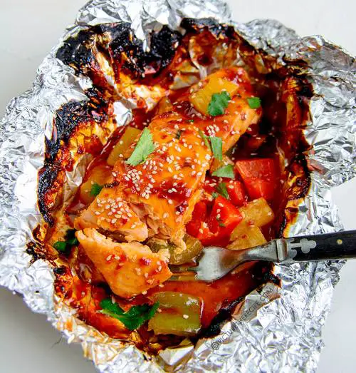 Sweet And Sour Salmon In Foil Packets