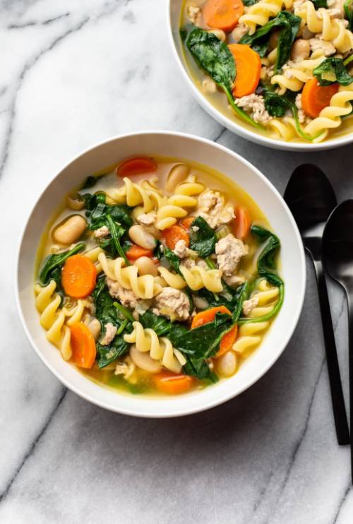 Ground Turkey Soup with Vegetables and Pasta