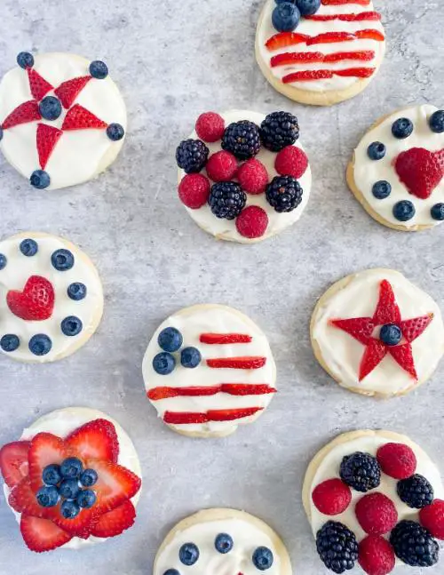 Mini American Flag Fruit Pizza Cookies