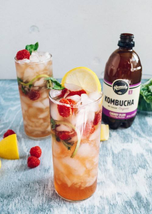 Kombucha Mocktails with Cherry Plum