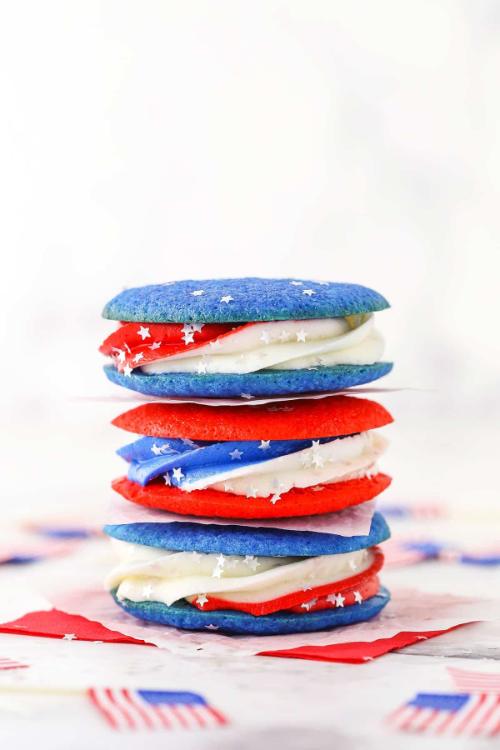 Red, White and Blue Cookie Sandwiches