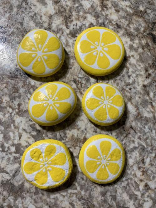 Lemon Slices Painted Rocks