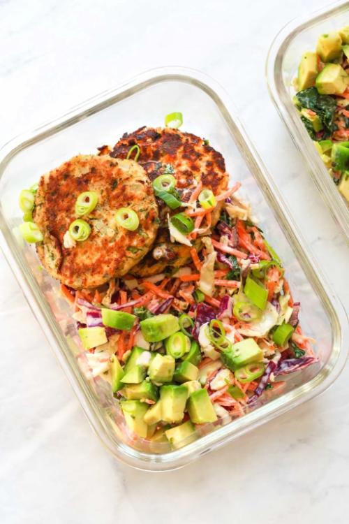 Salmon Patties With Coleslaw Meal-Prep Bowls