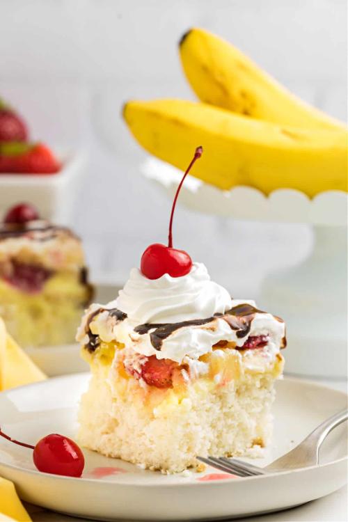 Banana Split Poke Cake