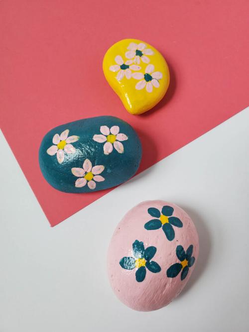Simple Flower Painted Rocks