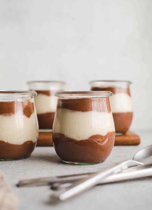 Vegan Chocolate Vanilla Pudding Cups