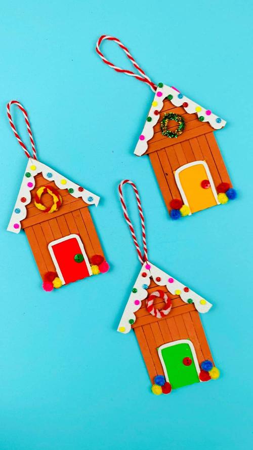 DIY Gingerbread House Popsicle Stick Craft