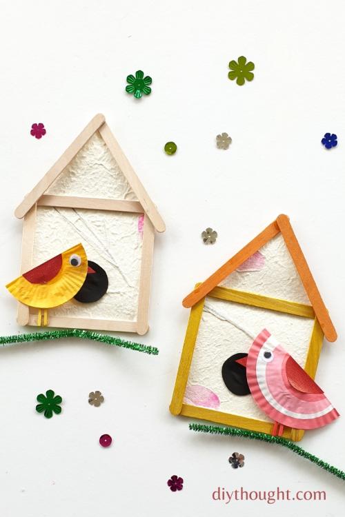 Popsicle Stick Birdhouse Craft