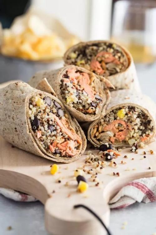 Salmon Wrap With Quinoa Black Beans And Corn
