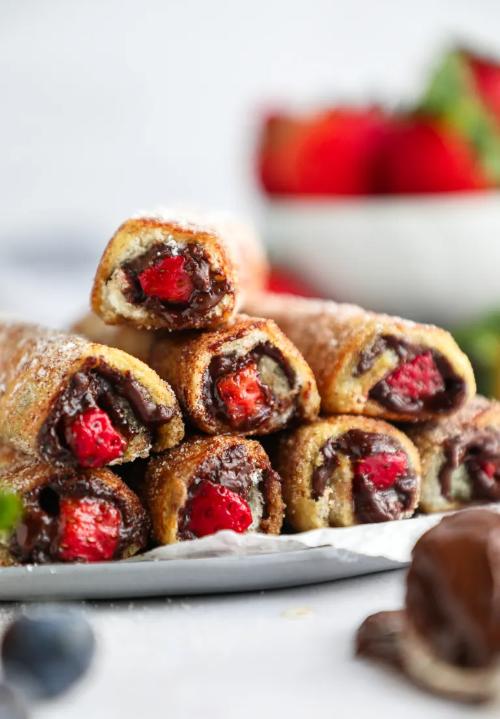 Strawberry & Chocolate Hazelnut French Toast Roll Ups