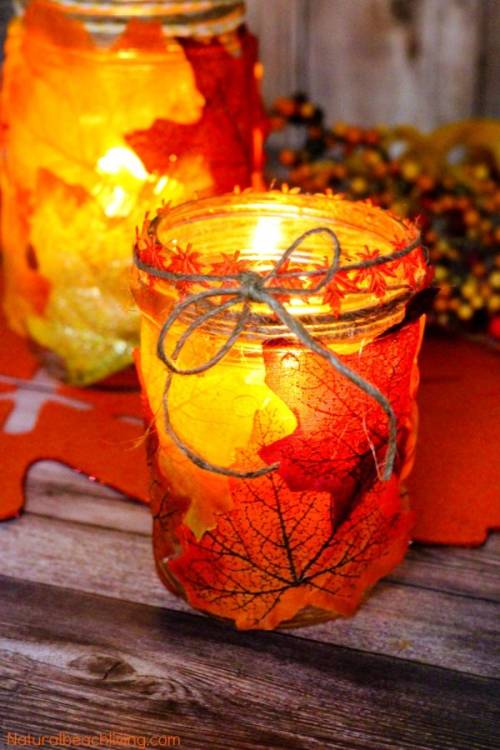 Fall Leaf Candle Mason Jar