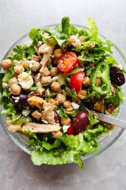 Healthy Chickpea, Feta & Chicken Salad