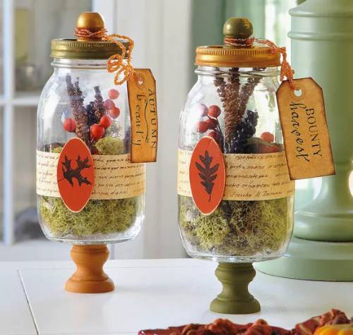 Recycled Jar Harvest Terrariums Craft Idea