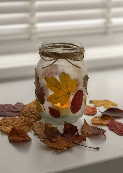 Leaf Mason Jar Lanterns