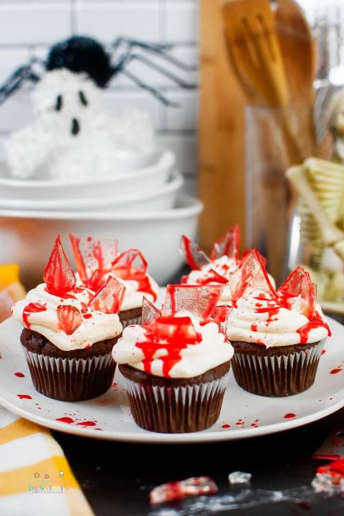Bloody Cupcakes With Sugar Glass Shards