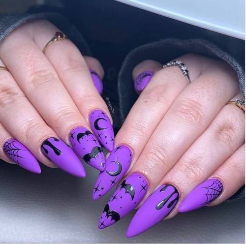 Cute Purple Halloween Nails
