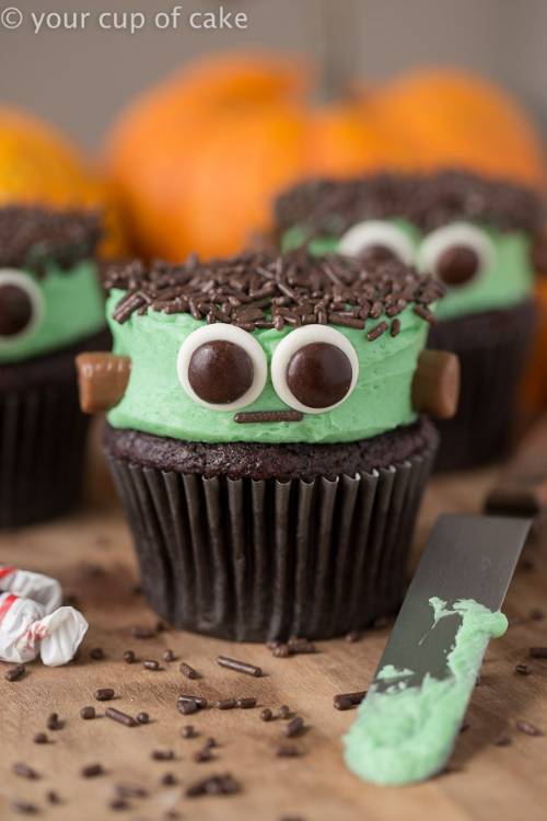 Cute Frankenstein Cupcakes