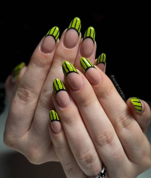 Green Slimey Tips Nails