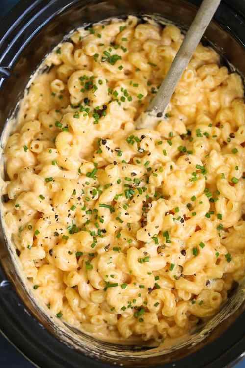 Slow Cooker Four Cheese Mac And Cheese