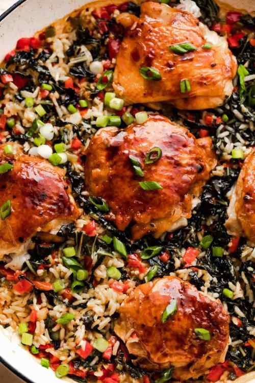 Asian Glazed Chicken Thighs with Rice