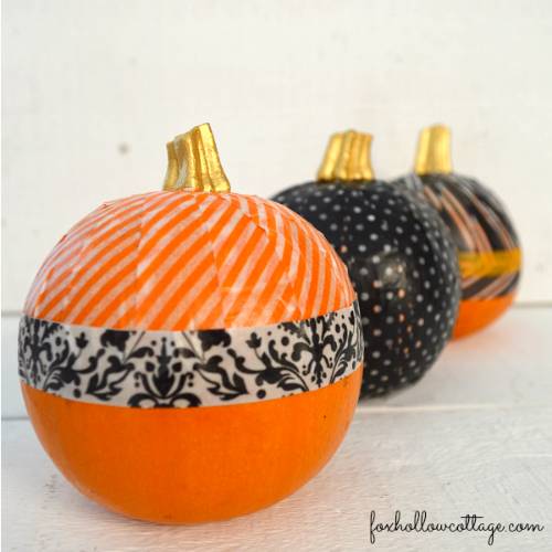 No-Carve Pumpkin Decorating with Washi Tape