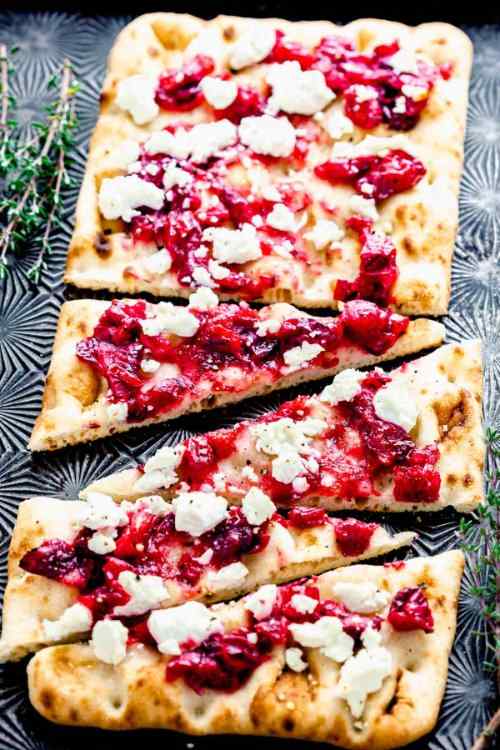 Roasted Cranberry and Goat Cheese Flatbreads
