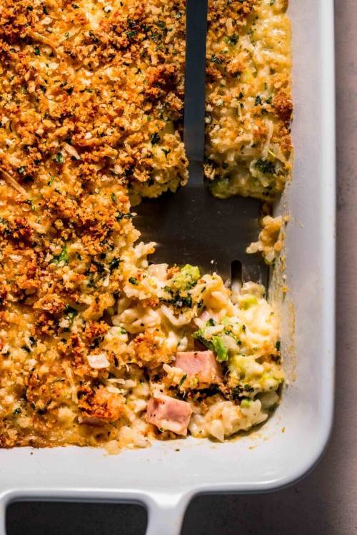 Leftover Ham Casserole with Rice & Cheese
