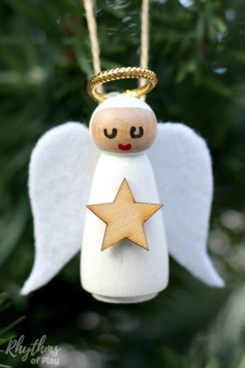 Wooden Doll Angel Ornament