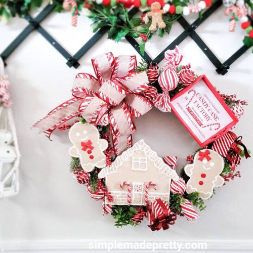 Peppermint & Gingerbread Christmas Wreath DIY