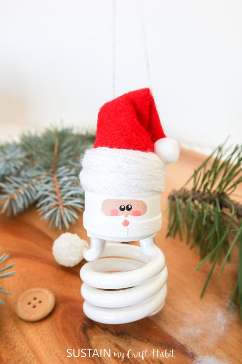 Lightbulb Santa Ornament
