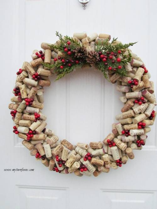 Christmas Wine Cork Wreath