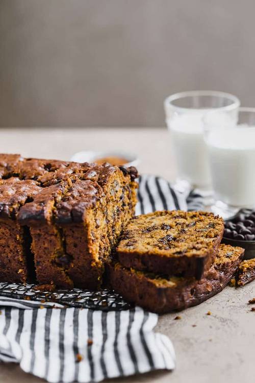Pumpkin Bread with Chocolate Chips & Pecans