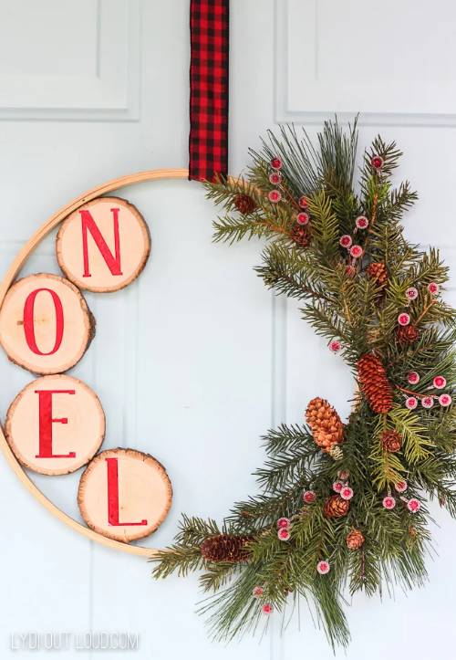 DIY Christmas Embroidery Noel Hoop Wreath