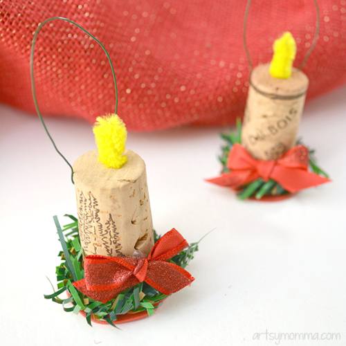 diy candle wine cork christmas ornament