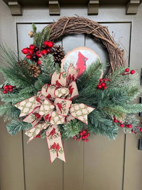 DIY Christmas Wreath with Burlap Ribbon