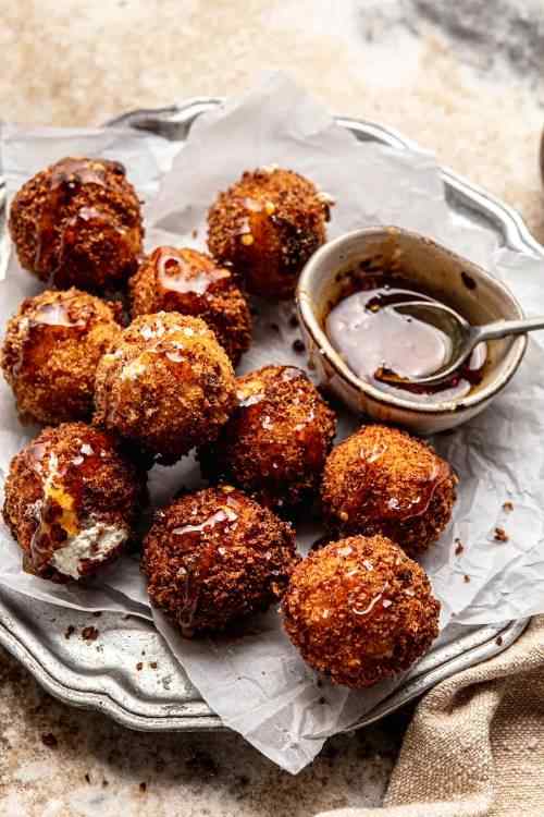 Fried Goat Cheese Balls with Spicy Honey