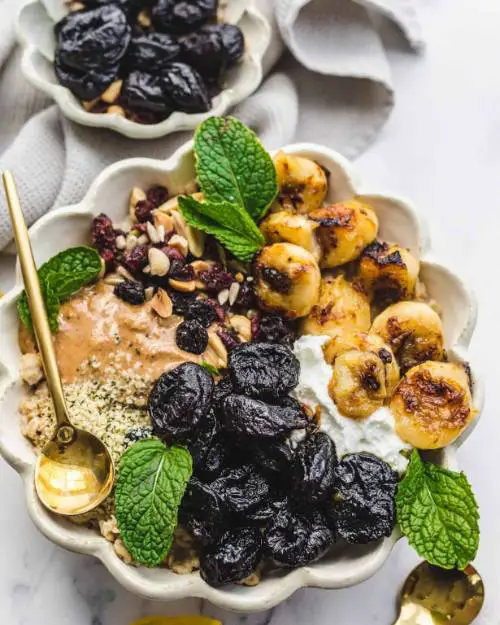 Caramelized Banana and Prune Breakfast Bowls