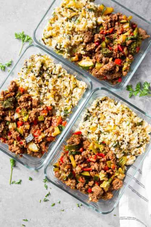 Ground Beef Fried Rice Bowls
