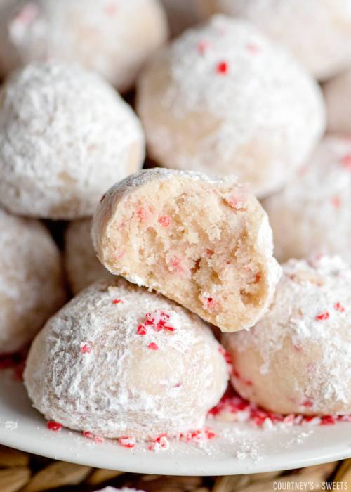 Peppermint Snowball Cookies