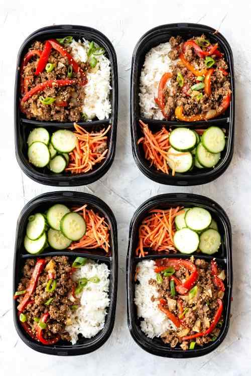 meal prep asian beef bowls