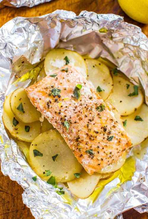 Easy Potato and Salmon Foil Packets