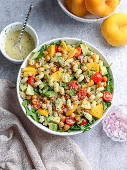 Arugula and Peach Pasta Salad