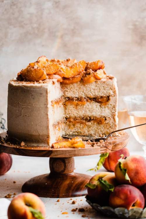 Peach Cobbler Cake With Brown Butter Frosting